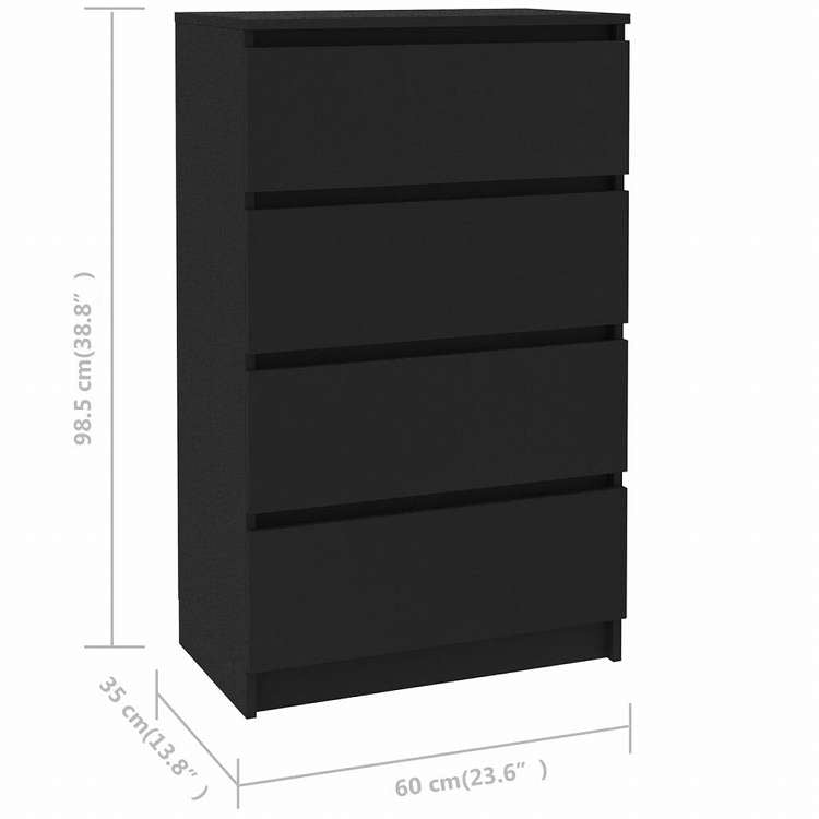 vidaXL サイドボード ブラック 60x35x98.5cm エンジニアリングウッド家具 キャビネット&収納 サイドボード(代引不可)