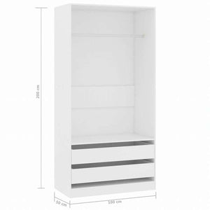 vidaXL ワードローブ ホワイト 100x50x200cm エンジニアリングウッド家具 キャビネット&収納 戸棚・ワードローブ(代引不可)