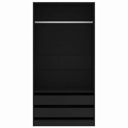 vidaXL ワードローブ ブラック 100x50x200cm エンジニアリングウッド家具 キャビネット&収納 戸棚・ワードローブ(代引不可)