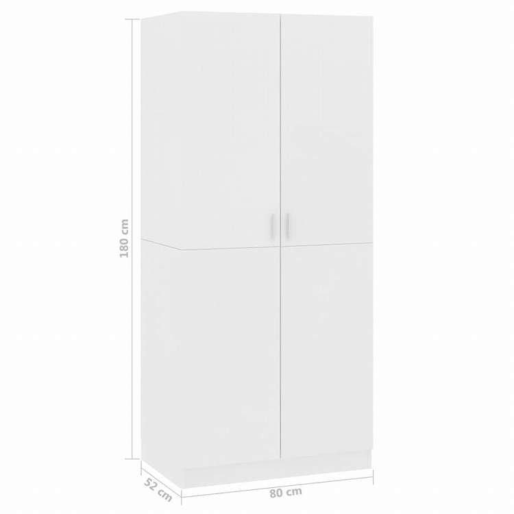 vidaXL ワードローブ ホワイト 80x52x180cm エンジニアリングウッド家具 キャビネット&収納 戸棚・ワードローブ(代引不可)