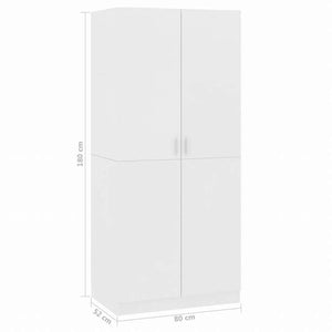 vidaXL ワードローブ ホワイト 80x52x180cm エンジニアリングウッド家具 キャビネット&収納 戸棚・ワードローブ(代引不可)