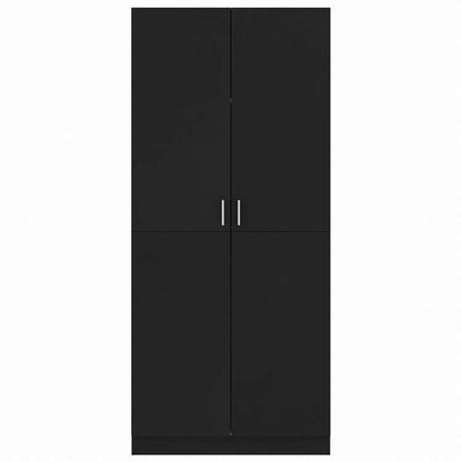 vidaXL ワードローブ ブラック80x52x180cm エンジニアリングウッド家具 キャビネット&収納 戸棚・ワードローブ(代引不可)