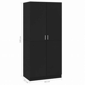 vidaXL ワードローブ ブラック80x52x180cm エンジニアリングウッド家具 キャビネット&収納 戸棚・ワードローブ(代引不可)