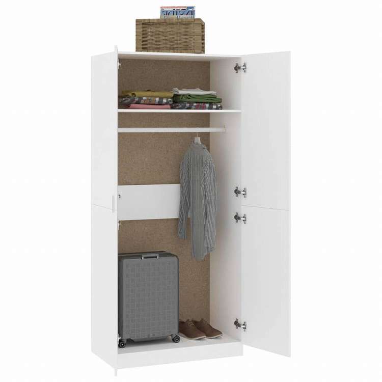 vidaXL ワードローブ ホワイト 90x52x200cm エンジニアリングウッド家具 キャビネット&収納 戸棚・ワードローブ(代引不可)