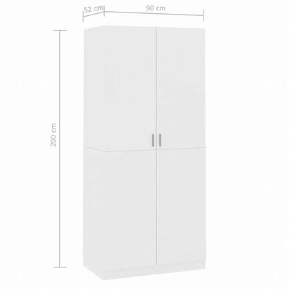 vidaXL ワードローブ ホワイト 90x52x200cm エンジニアリングウッド家具 キャビネット&収納 戸棚・ワードローブ(代引不可)