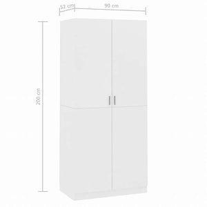 vidaXL ワードローブ ホワイト 90x52x200cm エンジニアリングウッド家具 キャビネット&収納 戸棚・ワードローブ(代引不可)