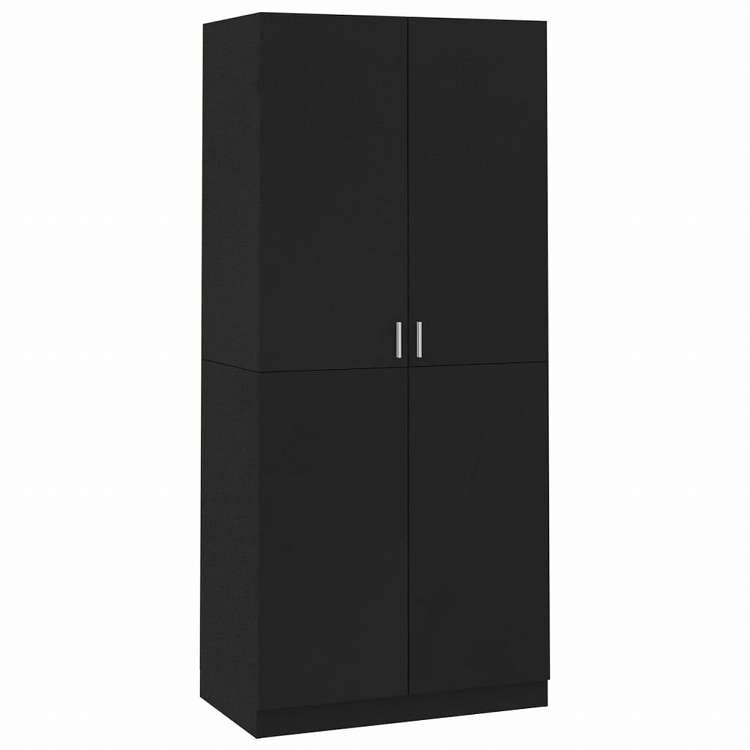 vidaXL ワードローブ ブラック90x52x200cm エンジニアリングウッド家具 キャビネット&収納 戸棚・ワードローブ(代引不可)