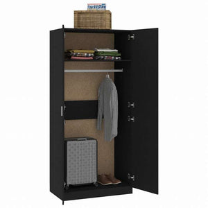 vidaXL ワードローブ ブラック90x52x200cm エンジニアリングウッド家具 キャビネット&収納 戸棚・ワードローブ(代引不可)