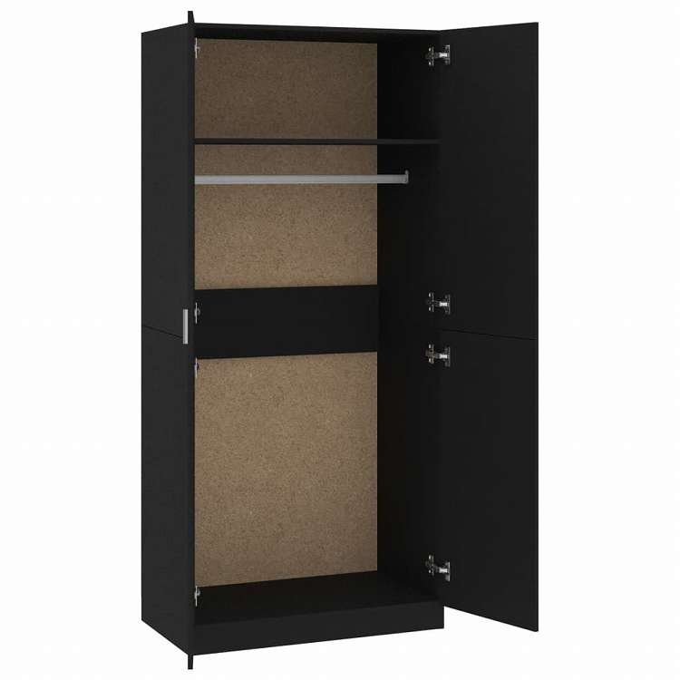 vidaXL ワードローブ ブラック90x52x200cm エンジニアリングウッド家具 キャビネット&収納 戸棚・ワードローブ(代引不可)