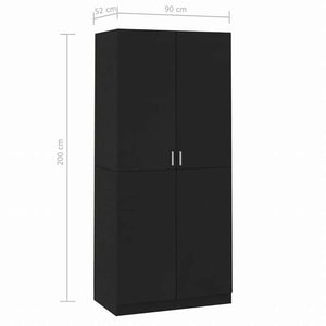vidaXL ワードローブ ブラック90x52x200cm エンジニアリングウッド家具 キャビネット&収納 戸棚・ワードローブ(代引不可)