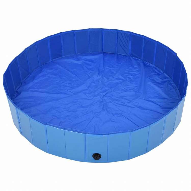 vidaXL 折りたたみ式 犬用プール ブルー 160x30cm PVC製動物&ペット用品 ペット用品 犬用品(代引不可)