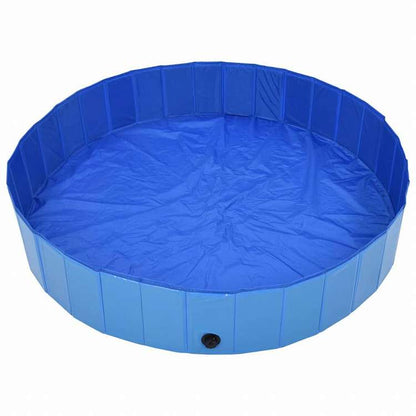 vidaXL 折りたたみ式 犬用プール ブルー 160x30cm PVC製動物&ペット用品 ペット用品 犬用品(代引不可)