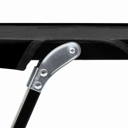 vidaXL 折りたたみサンラウンジャー 2人用 ブラック スチール製家具 アウトドア家具 屋外椅子 サンラウンジャー(代引不可)