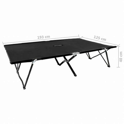 vidaXL 折りたたみサンラウンジャー 2人用 ブラック スチール製家具 アウトドア家具 屋外椅子 サンラウンジャー(代引不可)