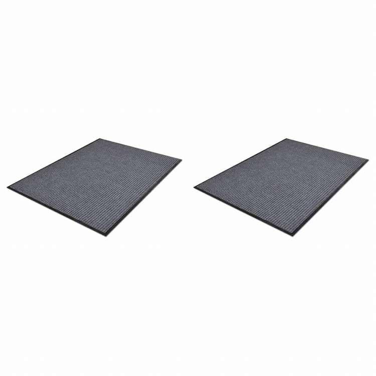 vidaXL PVCドアマット2点セット グレー 90x60 cmホーム&ガーデン デコレーション ドアマット(代引不可)