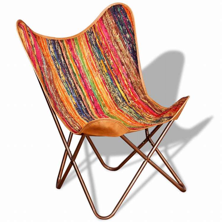 vidaXL バタフライチェア 4点セット マルチカラー チンディ 布張り家具 チェア アームチェア・リクライニングチェア・スリーピングチェア(代引不可)