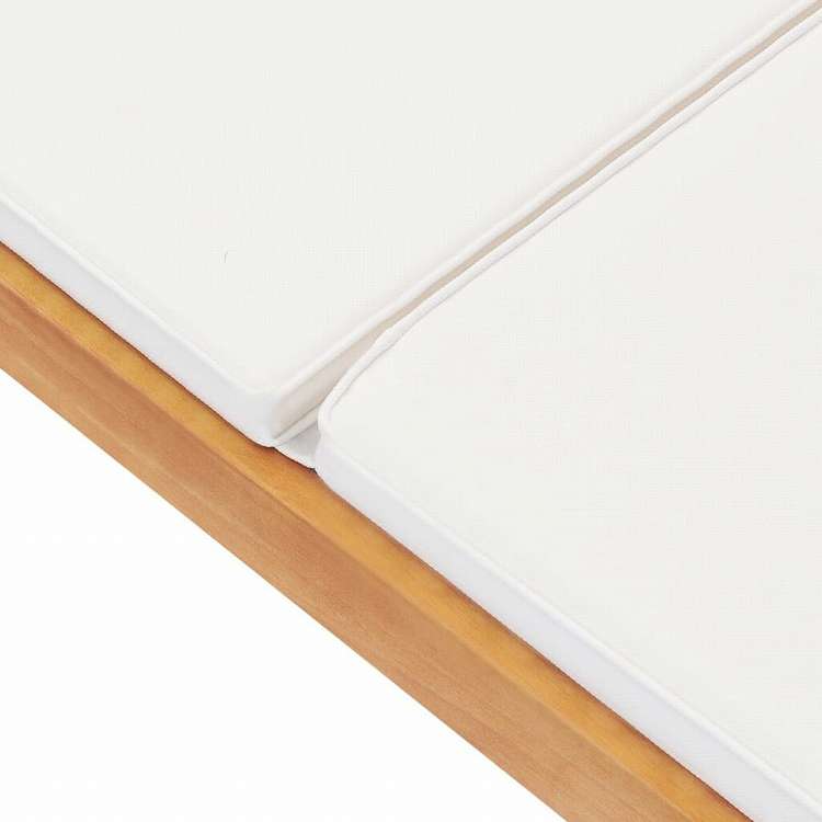 vidaXL サンラウンジャー クッション付き チーク無垢材 クリーム家具 アウトドア家具 屋外椅子 サンラウンジャー(代引不可)