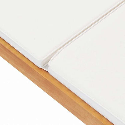 vidaXL サンラウンジャー クッション付き チーク無垢材 クリーム家具 アウトドア家具 屋外椅子 サンラウンジャー(代引不可)