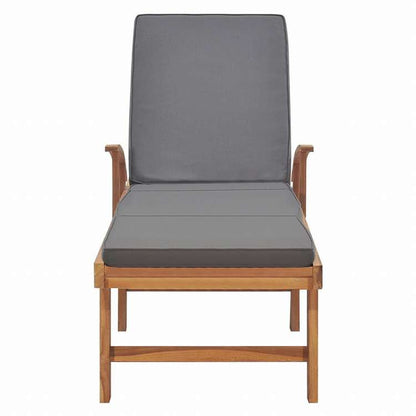 vidaXL サンラウンジャー クッション付き チーク無垢材 ダークグレー家具 アウトドア家具 屋外椅子 サンラウンジャー(代引不可)