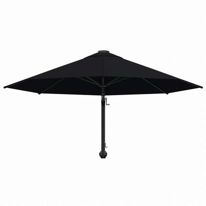vidaXL 壁面取付け型パラソル 金属ポール付き 300cm ブラックホーム&ガーデン 芝&ガーデン アウトドアリビング 屋外用傘・サンシェード(代引不可)