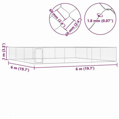 vidaXL 屋外用犬小屋 亜鉛メッキ鋼製 6x6x1m動物&ペット用品 ペット用品 犬用品 犬小屋・ドッグラン(代引不可)