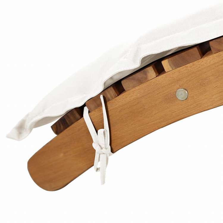 vidaXL サンラウンジャー クッション付き アカシア無垢材 クリーム家具 アウトドア家具 屋外椅子 サンラウンジャー(代引不可)