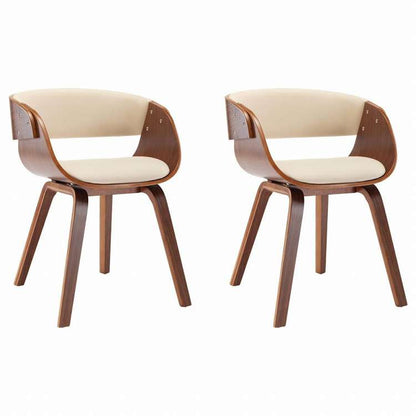 vidaXL ダイニングチェア 2点 クリーム 曲げ木&合成皮革製家具 チェア キッチン・ダイニングルームチェア(代引不可)