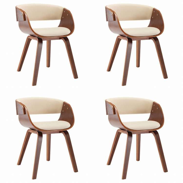 vidaXL ダイニングチェア 4点 クリーム 曲げ木&合成皮革製家具 チェア キッチン・ダイニングルームチェア(代引不可)