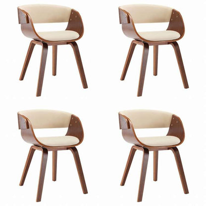 vidaXL ダイニングチェア 4点 クリーム 曲げ木&合成皮革製家具 チェア キッチン・ダイニングルームチェア(代引不可)