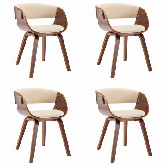 vidaXL ダイニングチェア 4点 クリーム 曲げ木&合成皮革製家具 チェア キッチン・ダイニングルームチェア(代引不可)