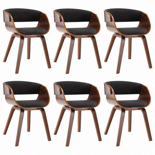 vidaXL ダイニングチェア 6点 グレー 曲木細工&布製家具 チェア キッチン・ダイニングルームチェア(代引不可)