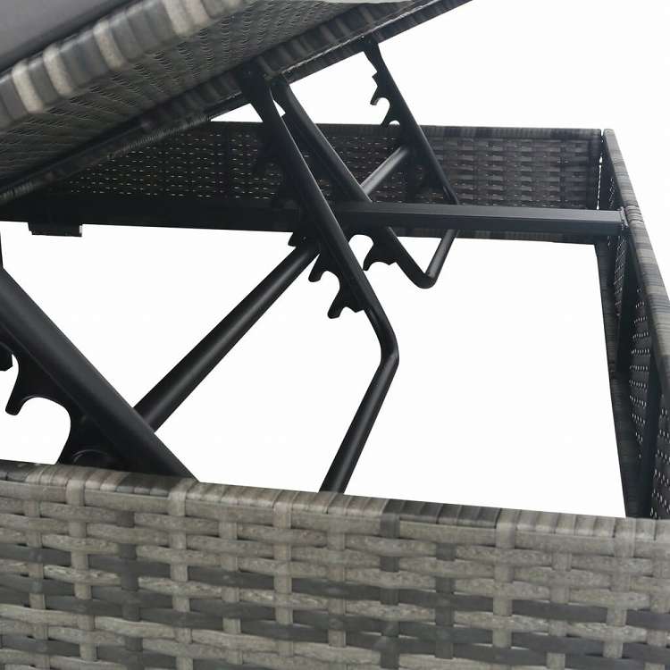 vidaXL 屋外ラウンジベッド パラソル付き ポリラタン製 グレー家具 アウトドア家具 屋外ベッド(代引不可)