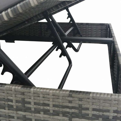 vidaXL 屋外ラウンジベッド パラソル付き ポリラタン製 グレー家具 アウトドア家具 屋外ベッド(代引不可)