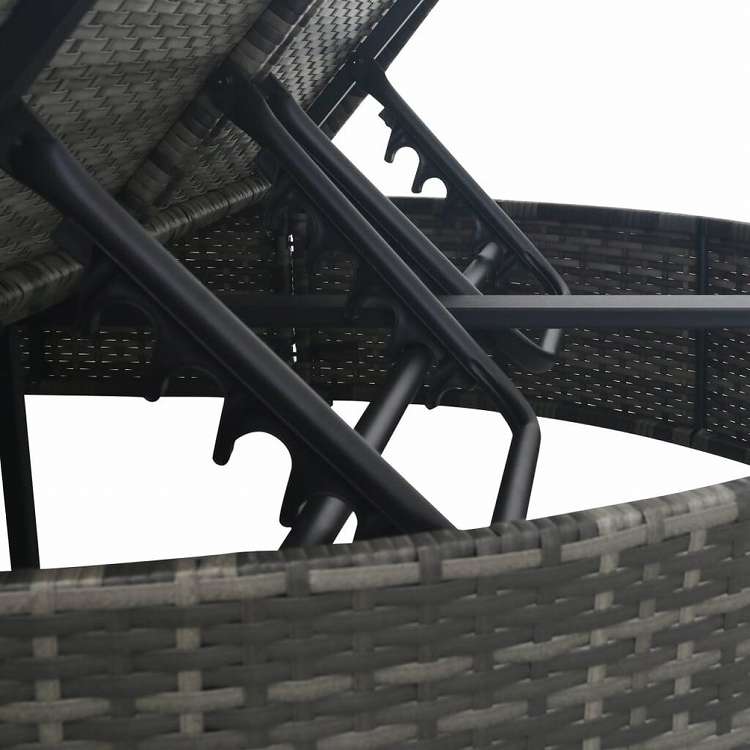 vidaXL 2人用サンラウンジャー クッション付き ポリラタン製 グレー家具 アウトドア家具 屋外ベッド(代引不可)