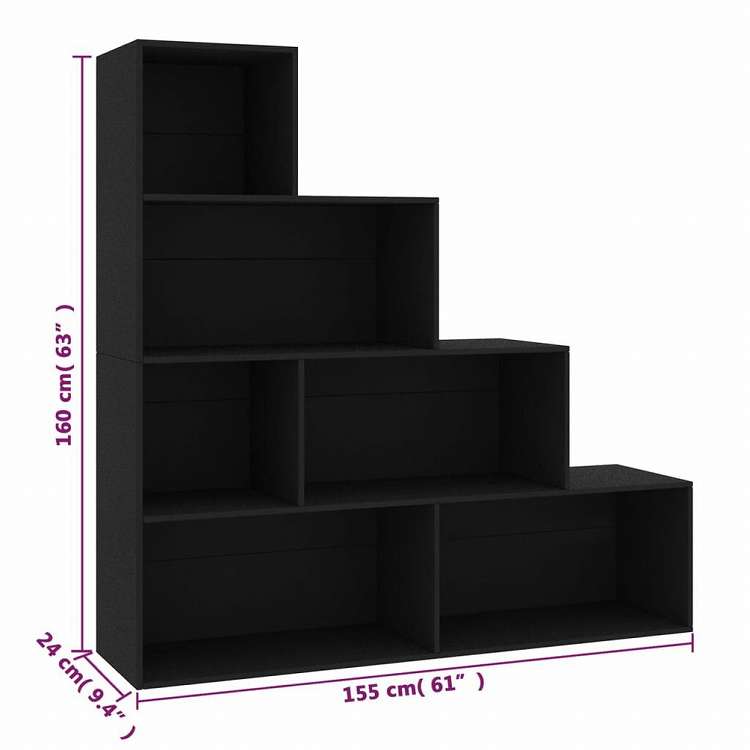 vidaXL ブックキャビネット/間仕切り ブラック 155x24x160cm エンジニアリングウッド家具 棚 本棚・オープンラック(代引不可)