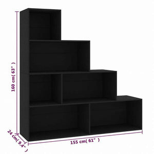 vidaXL ブックキャビネット/間仕切り ブラック 155x24x160cm エンジニアリングウッド家具 棚 本棚・オープンラック(代引不可)