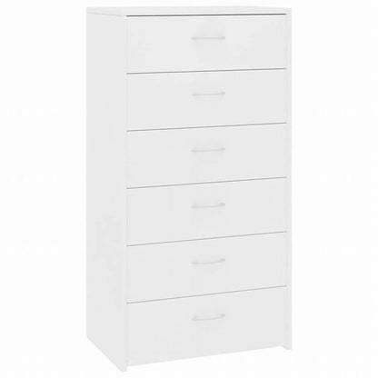 vidaXL 6段引き出し付きサイドボード ホワイト 50x34x96cm エンジニアリングウッド家具 キャビネット&収納 サイドボード(代引不可)