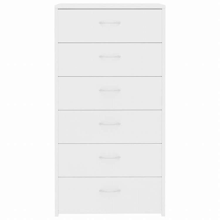 vidaXL 6段引き出し付きサイドボード ホワイト 50x34x96cm エンジニアリングウッド家具 キャビネット&収納 サイドボード(代引不可)