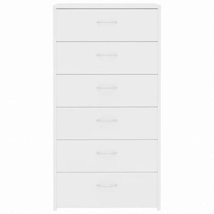 vidaXL 6段引き出し付きサイドボード ホワイト 50x34x96cm エンジニアリングウッド家具 キャビネット&収納 サイドボード(代引不可)