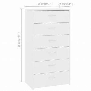 vidaXL 6段引き出し付きサイドボード ホワイト 50x34x96cm エンジニアリングウッド家具 キャビネット&収納 サイドボード(代引不可)