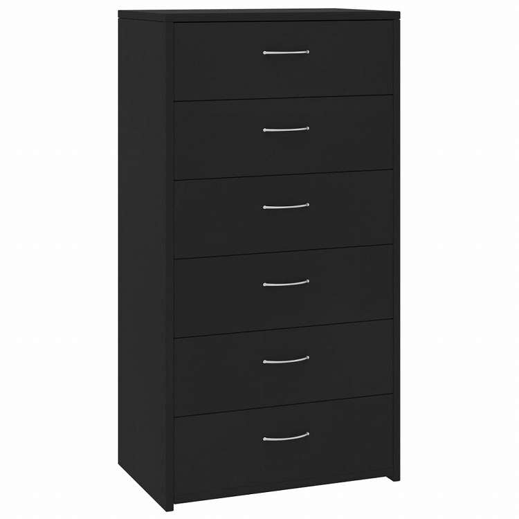 vidaXL 6段引き出し付きサイドボード ブラック 50x34x96cm エンジニアリングウッド家具 キャビネット&収納 サイドボード(代引不可)