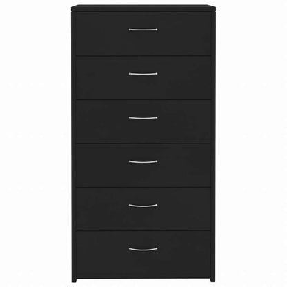 vidaXL 6段引き出し付きサイドボード ブラック 50x34x96cm エンジニアリングウッド家具 キャビネット&収納 サイドボード(代引不可)