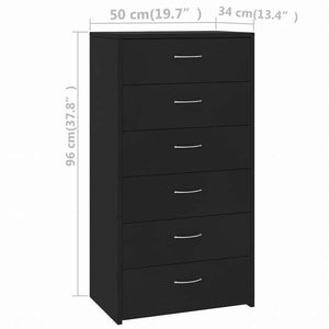 vidaXL 6段引き出し付きサイドボード ブラック 50x34x96cm エンジニアリングウッド家具 キャビネット&収納 サイドボード(代引不可)
