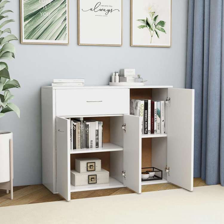 vidaXL サイドボード ホワイト 88x30x70cm エンジニアリングウッド家具 キャビネット&収納 サイドボード(代引不可)