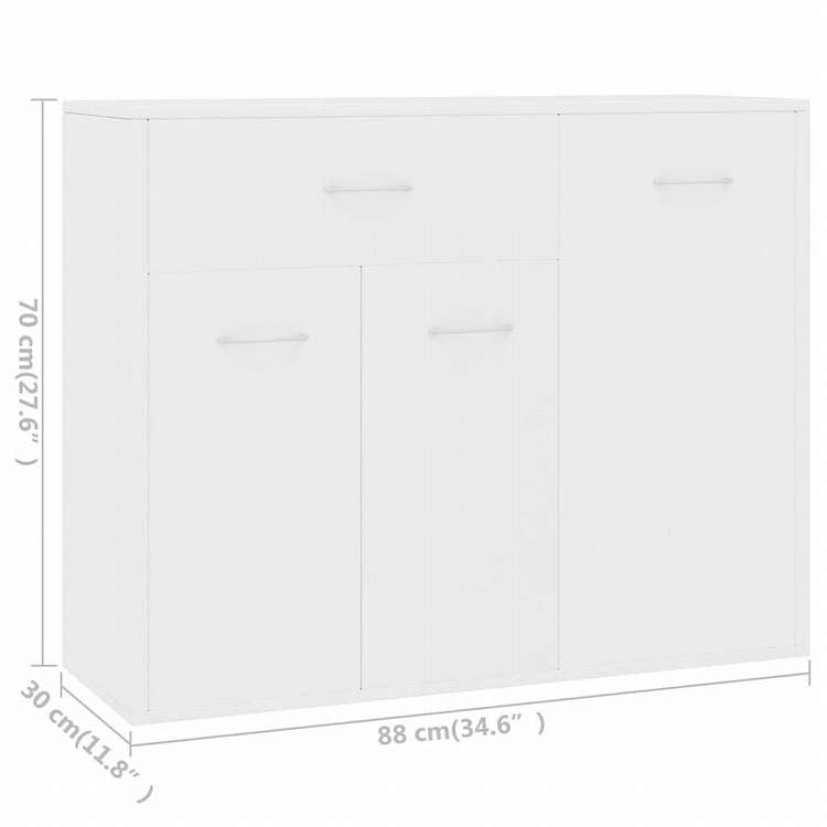 vidaXL サイドボード ホワイト 88x30x70cm エンジニアリングウッド家具 キャビネット&収納 サイドボード(代引不可)