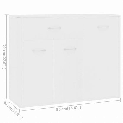 vidaXL サイドボード ホワイト 88x30x70cm エンジニアリングウッド家具 キャビネット&収納 サイドボード(代引不可)