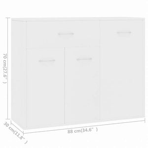 vidaXL サイドボード ホワイト 88x30x70cm エンジニアリングウッド家具 キャビネット&収納 サイドボード(代引不可)