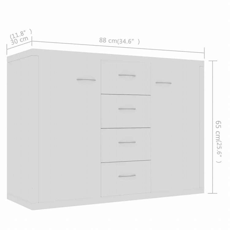 vidaXL サイドボード ホワイト 88x30x65cm エンジニアリングウッド家具 キャビネット&収納 サイドボード(代引不可)