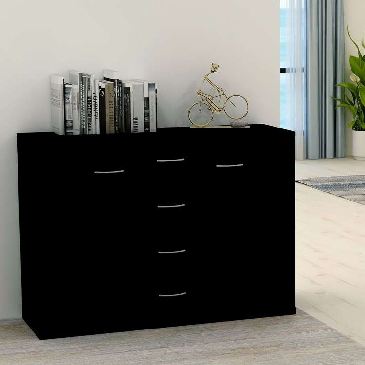 vidaXL サイドボード ブラック 88x30x65cm エンジニアリングウッド家具 キャビネット&収納 サイドボード(代引不可)