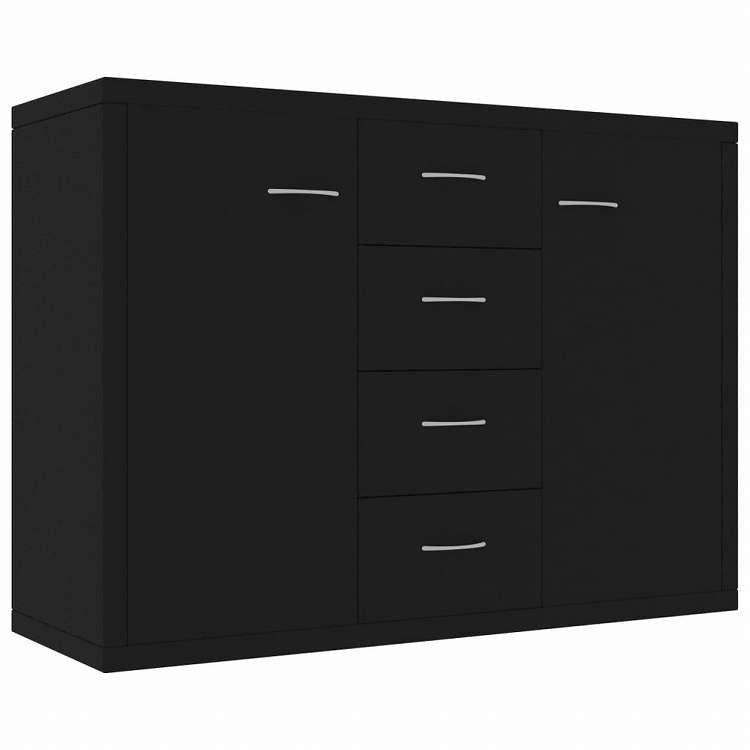 vidaXL サイドボード ブラック 88x30x65cm エンジニアリングウッド家具 キャビネット&収納 サイドボード(代引不可)